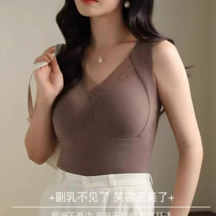 正版8803背心无痕女士石墨烯保暖发热一体杯内衣打底内搭背心文胸