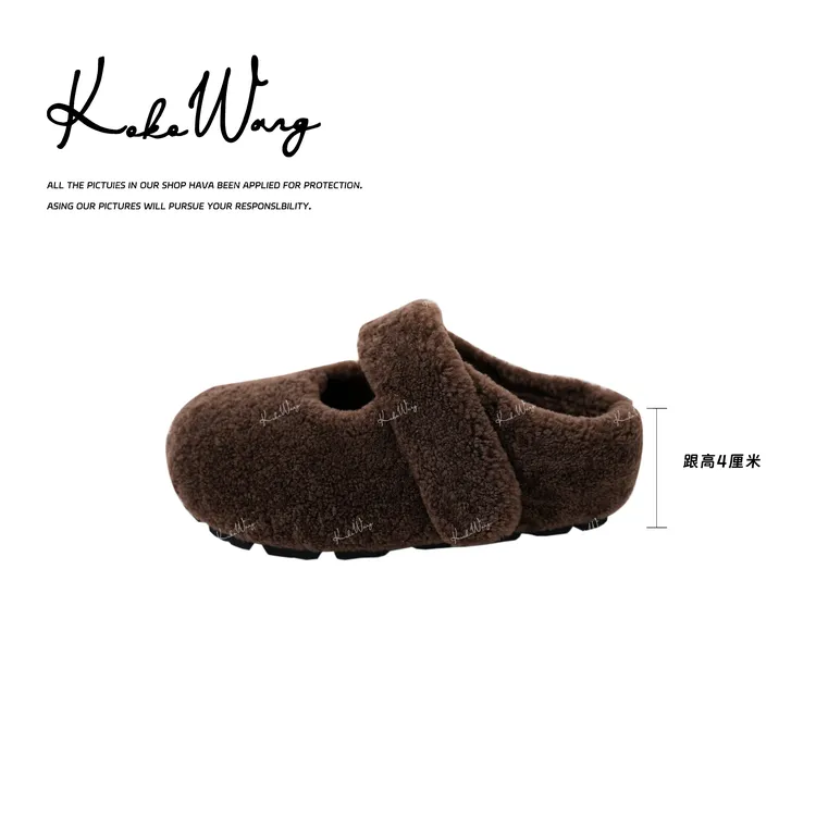 KOKO WANG 秋冬新款外穿毛毛鞋慵懒高级感保暖拖鞋X7885J31X03