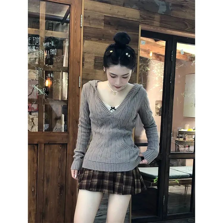 2025学院甜美时尚套设计感针织小众洋气休闲长袖上衣高腰半身裙女