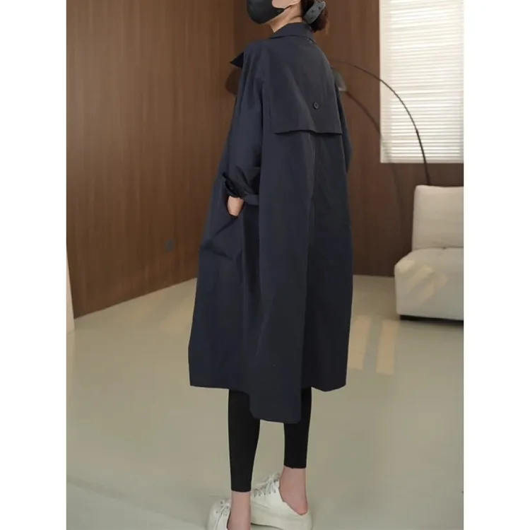 立领风衣外套女早秋新款高级感中长款宽松休闲大版松弛感大衣