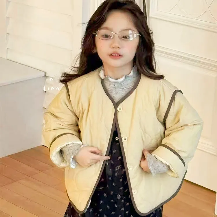 2025韩版女童小棉衣外套加绒加厚兔毛时尚冬季棉衣外套洋气宽松