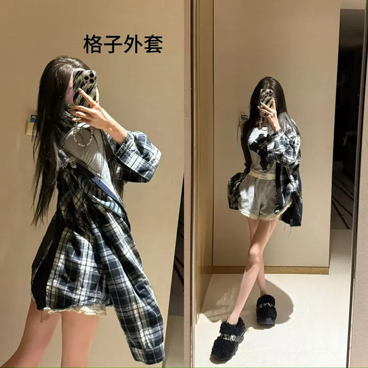 （线头是特色！别问为什么！就是故意的）「设计感格子衬衫」