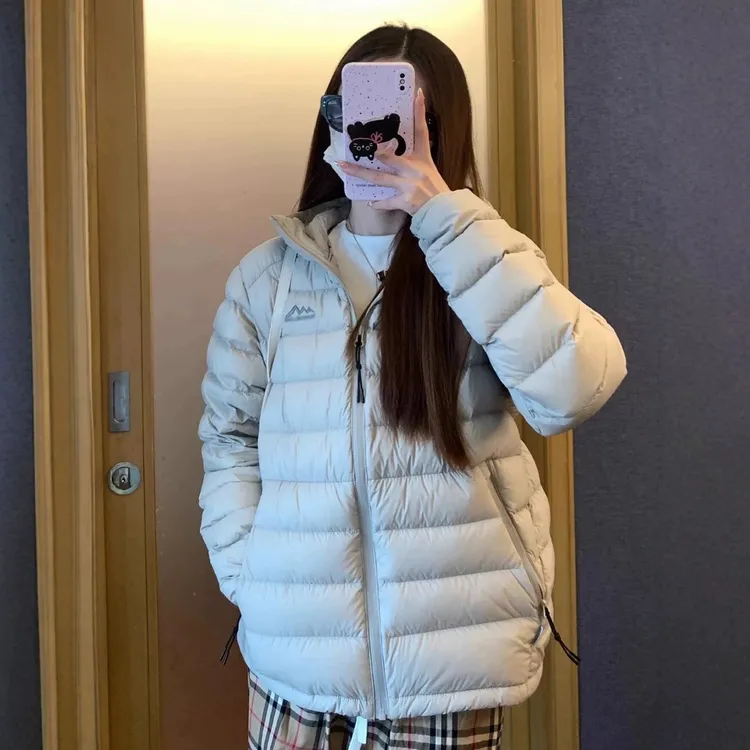 高端潮牌白鸭绒棉服情侣外套轻薄外套冬季加绒加厚黑色棉服