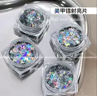 美甲镭射银蝴蝶亮片超闪网红指甲贴片银色幻彩小蝴蝶指甲装饰品