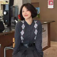 XIYE&W【红豆生耶毛衣】格纹毛衣