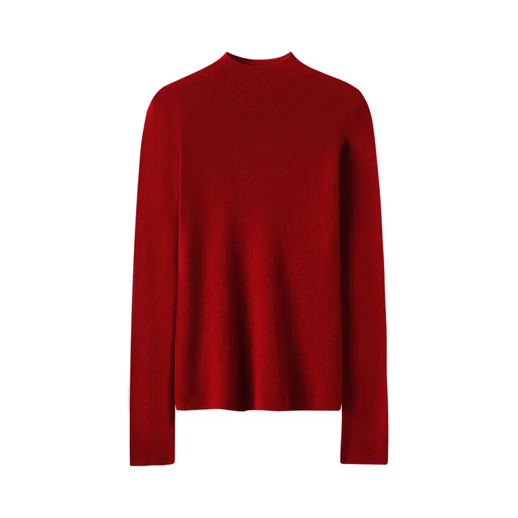 WEIMO 2025秋冬新款百搭修身纯色山羊绒羊毛半高领无缝针织打底衫