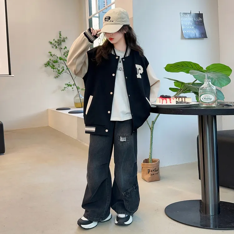 女童棒球服外套春秋儿童洋气休闲宽松上衣中大童炸街韩版时髦春装