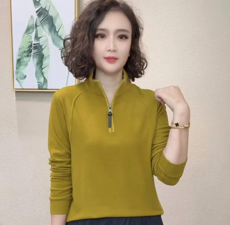 2025秋季新款显瘦时尚洋气休闲百搭立领拉链款女士上衣#010144