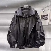 【你好机车】美式复古辣妹翻领纸皮纹PU皮衣机车夹克外套