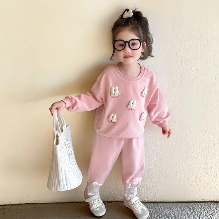 女童韩版套装秋季儿童女孩休闲长袖简约可爱童趣时尚宽松亲肤舒适