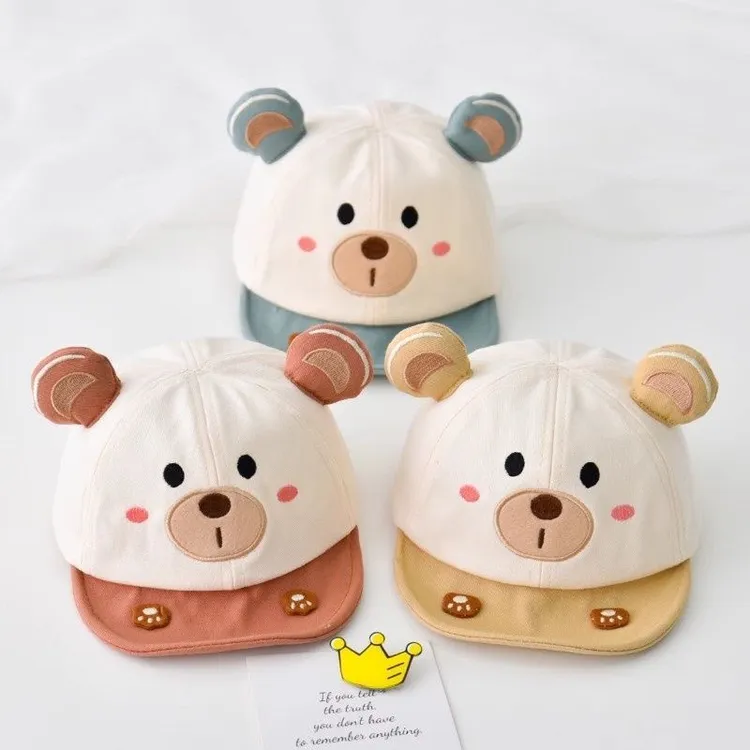 婴儿帽子春秋薄款可爱卡通鸭舌帽男童女宝宝遮阳防晒夏季棒球帽潮