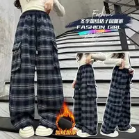 冬季加绒格子百搭裤136