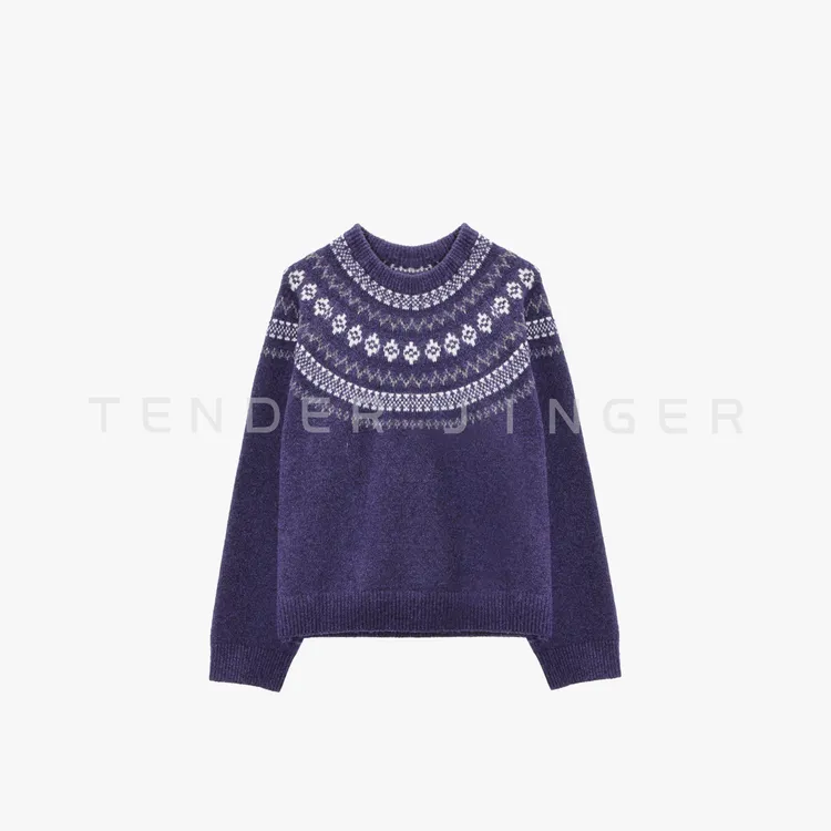 Tender Jinger｜费尔岛加厚羊驼羊毛插肩袖毛衣T54QCC50609