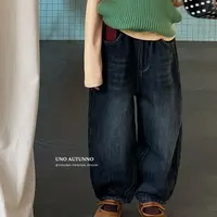 「UNO AUTUNNO」【小顽家】牛仔女中大童冬季加绒牛仔萝卜裤GD2420