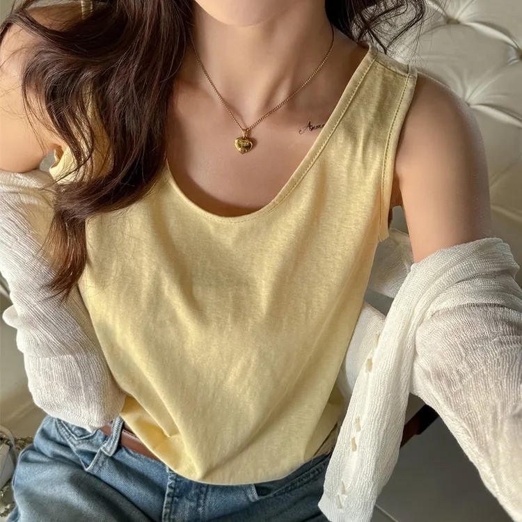 【慵懒风背心】春夏季新款百搭宽松打底小吊带女式内搭遮肉无袖上衣