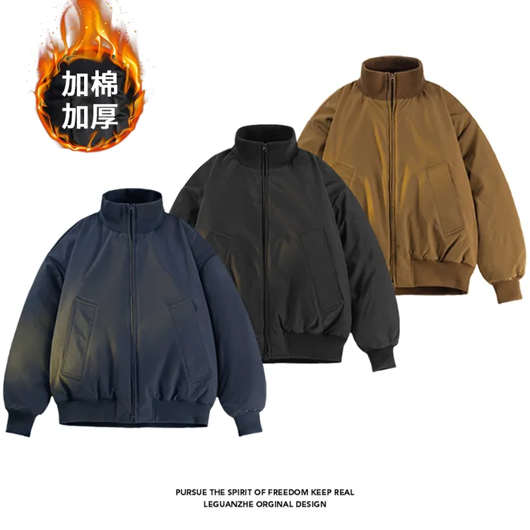 美式短款飞行夹克棉服男款冬季cleanfit外套bomber廓形立领棉衣潮