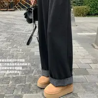 【刘噗噗】superniniyy @原 下摆可翻边条绒松紧直筒裤