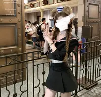 甜酷风韩系小个子套装裙女秋季新款学院风海军领上衣短裙