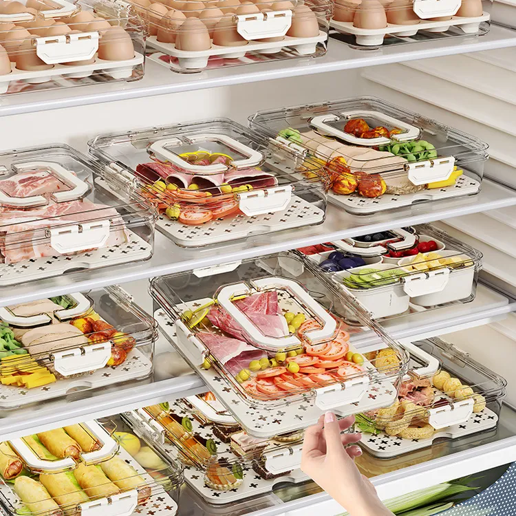 透明塑料香料收纳盒家用厨房鸡蛋生鲜果蔬保鲜盒食品级冰箱密封盒