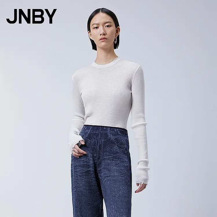 JNBY/江南布衣春秋季女装全羊毛针织衫简约修身女通勤5O2310280