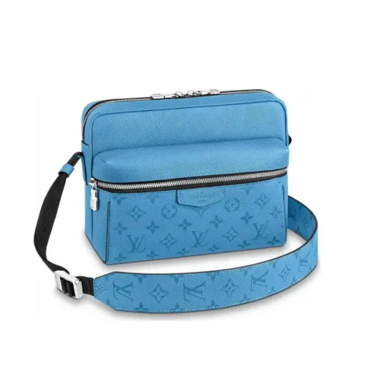 99新 LouisVuitton/路易威登 牛仔蓝色老花outdoor男士6373相机包