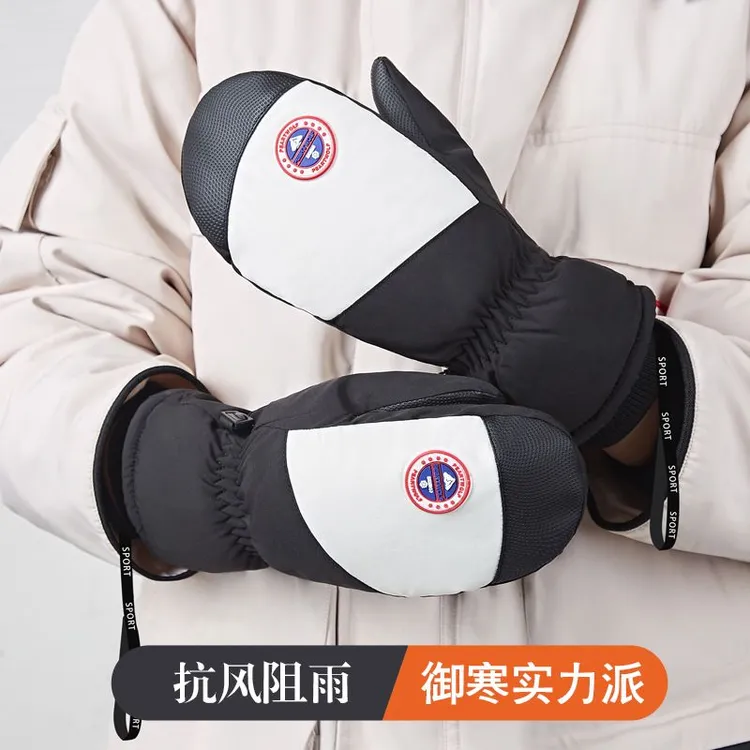 滑雪手套女加绒防泼水内五指防滑防丢绳骑行加厚保暖防风冬季aec