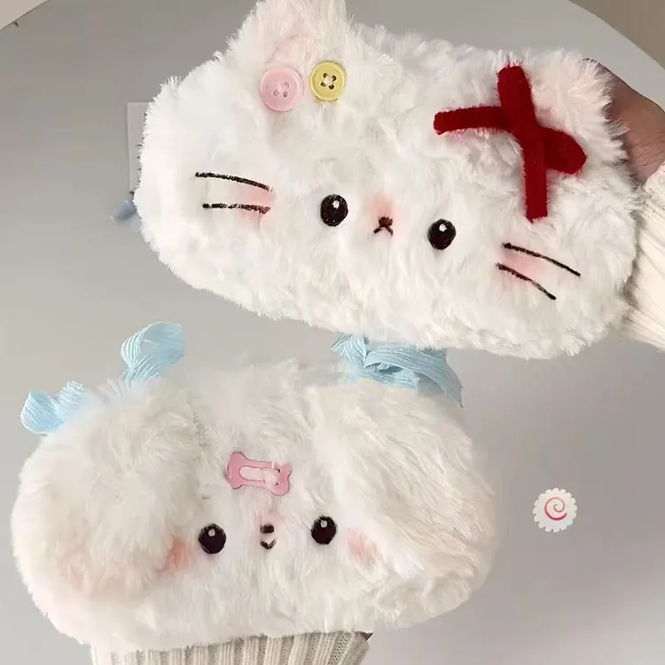 文具盒闺蜜款毛绒纽扣款可爱ins风名媛笔袋少女心学生收纳袋笔袋