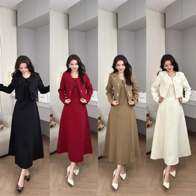 Saeda品牌女装手工钉珠重工名媛气质西装小外套裙子两件套YF10110