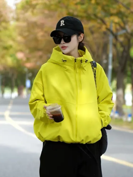 （外套加棉）秋冬新款双拉链早秋初冬连帽百搭韩版休闲五防外套