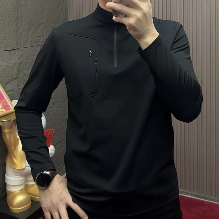 9832#冬季男士加绒立领半拉链时尚休闲修身运动卫衣上衣