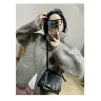 HZ-卡灰色重工兔毛➕浣熊加厚拉毛外套