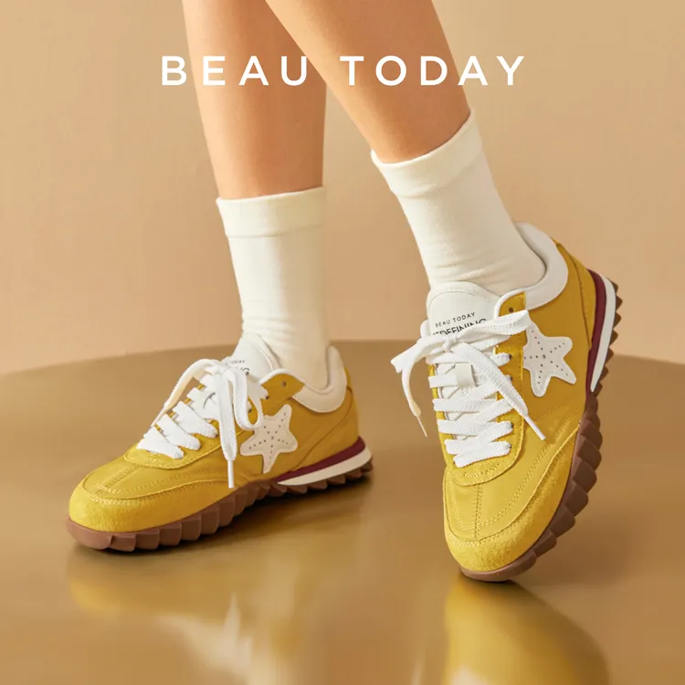 BeauToday【Q弹透气防滑】真皮多巴胺时尚低帮轻便女款德训鞋跑步鞋