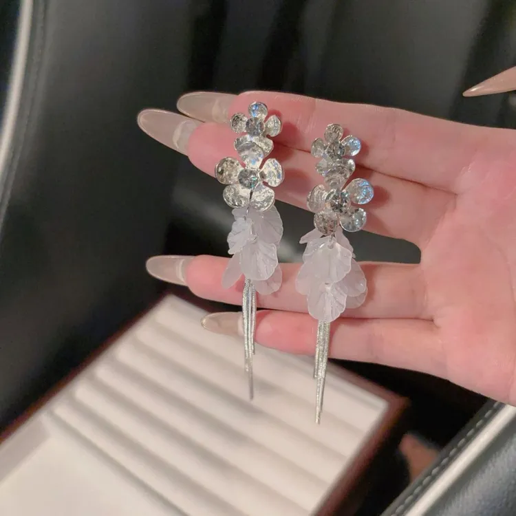 合金亚克力耳饰 手工气质时尚百搭长款仙女超仙仙气轻奢复古A223