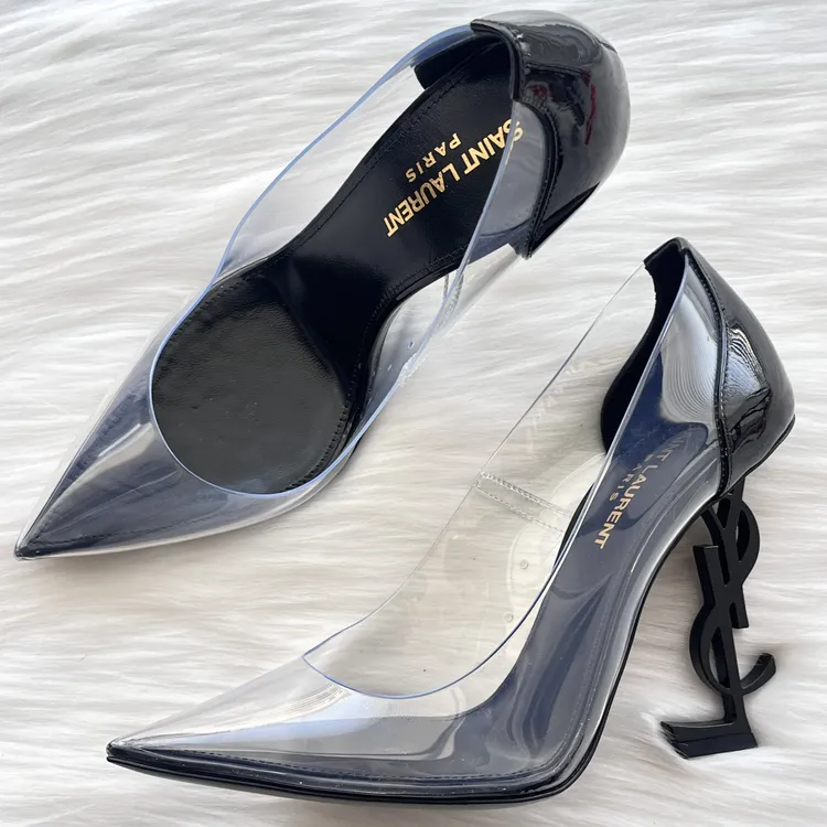 99新 YSL/圣罗兰 经典尖头异跟高跟鞋 37码 公价1.04w j3123