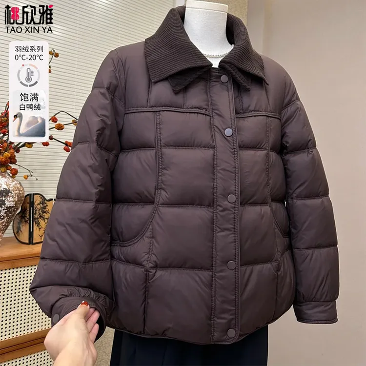 时尚妈妈装保暖羽绒服外套冬季新款洋气宽松加厚秋冬白鸭绒羽绒服