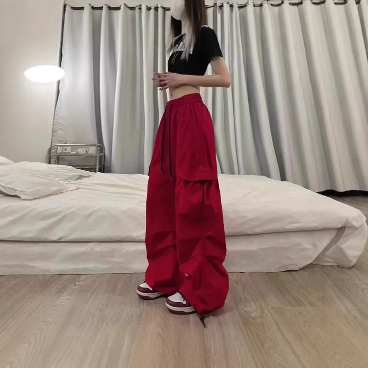 美式高街速干工装裤女春秋季2025新款hiphop宽松休闲阔腿裤子夏季