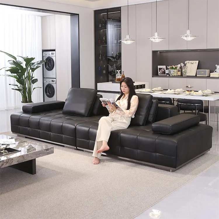 劳伦斯皮艺沙发意式极简头层牛皮青皮别墅大平层横厅直排高端沙发