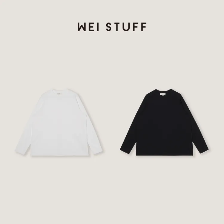 WEI STUFF  “自在松弛”索罗娜廓形光泽感圆领长袖T恤 10219. 