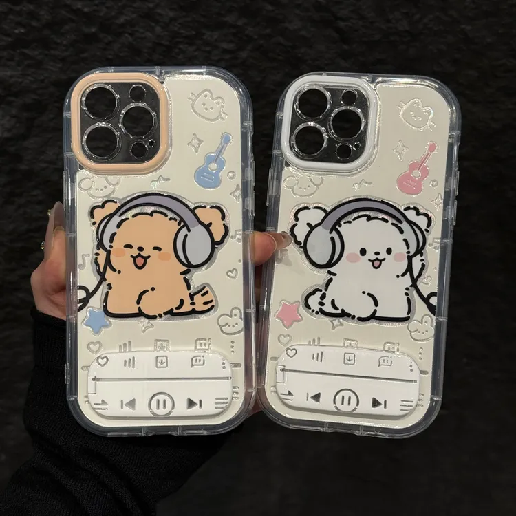 白小狗适用苹果16promax泡芙手机壳iPhone15羽纱华为60卡通小米15