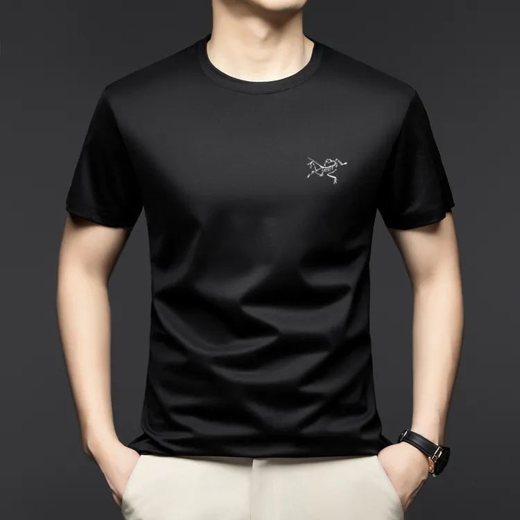 【奥莱撤柜】刺绣鸟男士短袖t恤夏季速干高端圆领半袖打底衫