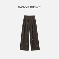 【DTWW大头韦韦】秋季斜纹咖色显瘦西装直筒裤249406