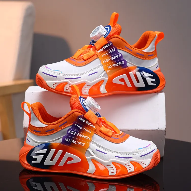 ABC CHAO童鞋男童运动鞋秋冬新款纽扣皮面防水中大童男孩儿童鞋子