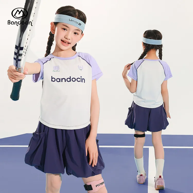 BANDOCIN半度闲女童运动套装夏季透气凉感夏日穿搭网球运动两件套