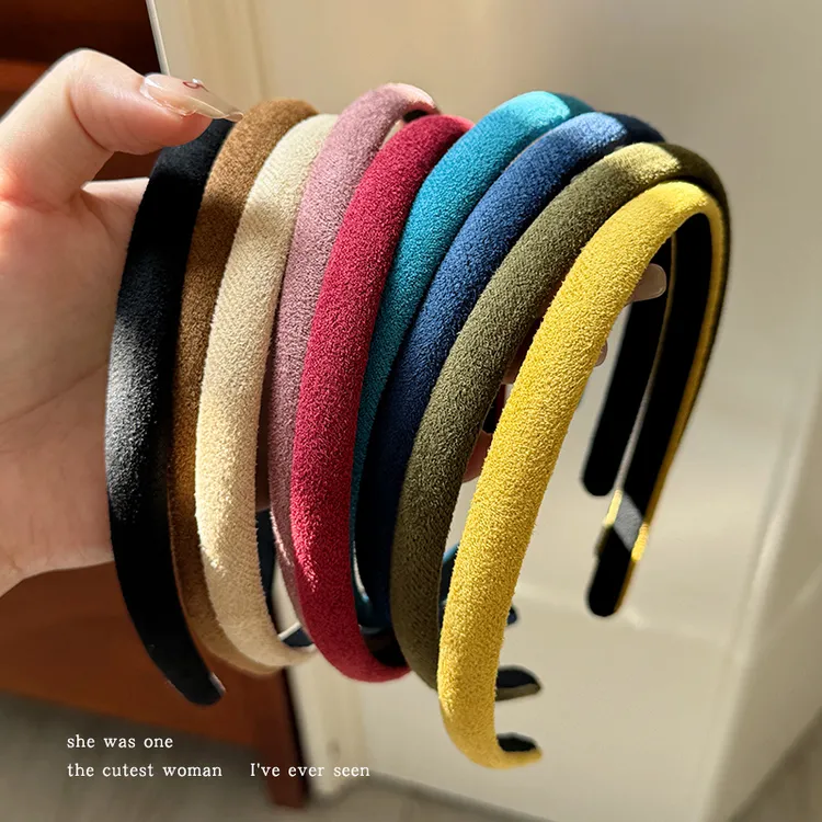 复古彩色绒面发箍女款2025新款窄边头箍高颅顶发卡洗脸压发捆头窟