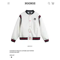 NOONOZ美式学院风拼接棒球服外套男中性风穿搭潮牌情侣装V领夹克