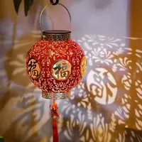 【升级电镀工艺】新年福字红灯笼太阳能+USB喜庆新年装饰灯春节灯饰