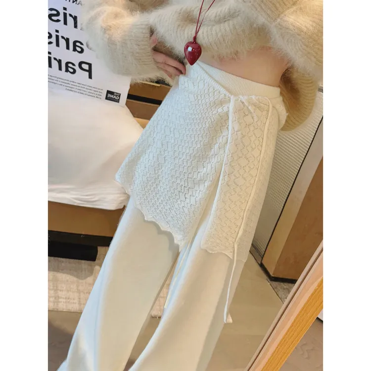 软糯屁帘针织阔腿裤女秋冬新款气质高级感高腰显瘦垂感直筒休闲裤