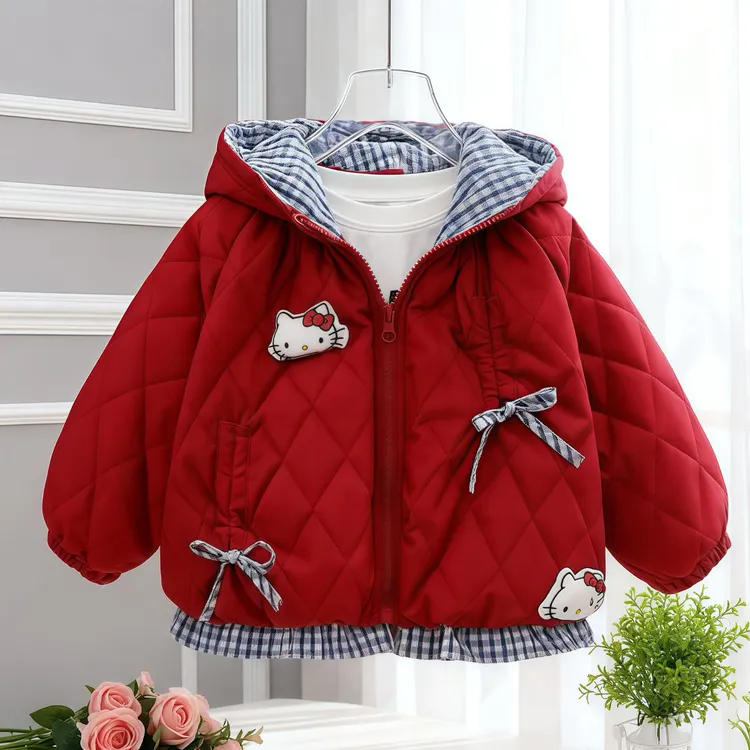 女童棉服外套秋冬款新款薄款棉衣女宝宝洋气棉袄儿童夹棉上衣冬装