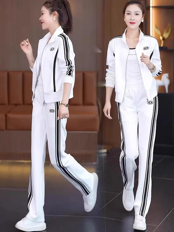 休闲运动套装女2025年春秋季新款时尚开衫外套阔腿裤运动服两件套
