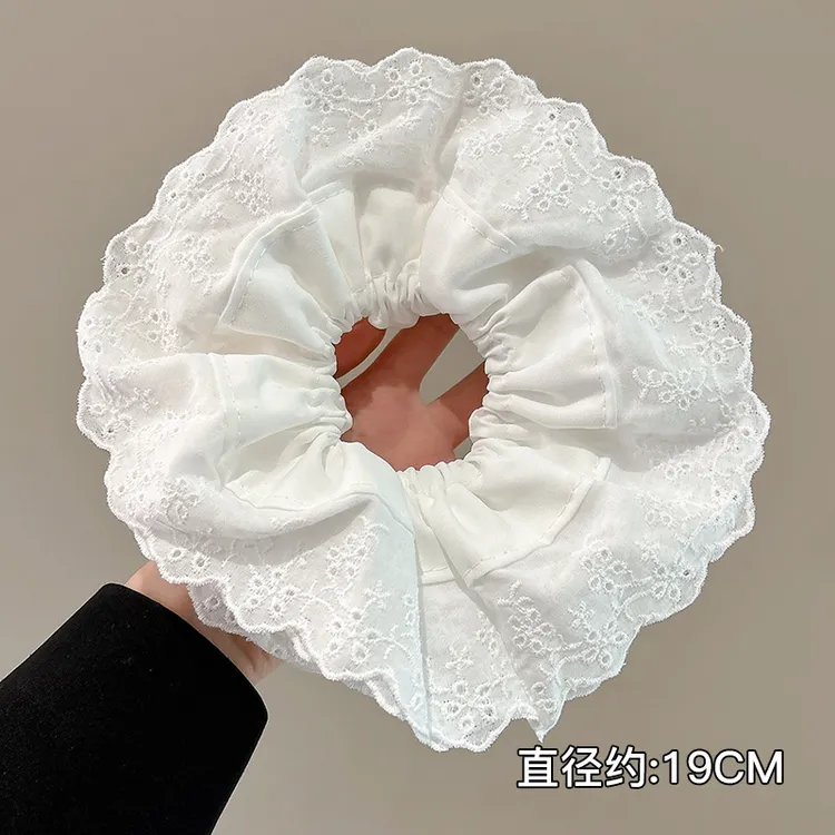 白色蕾丝花边大肠发圈女超大扎头发皮筋发绳高级感慵懒风头绳头饰